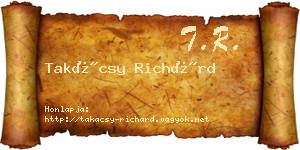 Takácsy Richárd névjegykártya